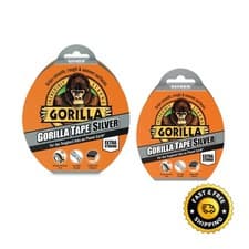 Image of Gorilla Tape Silver Heavy Duty Adhesive Glue Durable Indoor Outdoor Use, 11m 32m