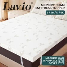 Image of Lavio Memory Foam Mattress Topper 7cm Single Double Dual Layer Washable Non Slip