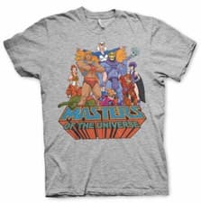 Image of OFFICIAL MASTERS OF THE UNIVERSE HE-MAN GROUP POSE PRINT GREY T-SHIRT