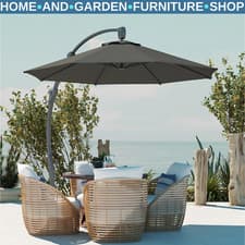 Image of Heavy Duty Cantilever Garden Parasol 3m Overhanging Patio Umbrella with Crank