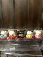 Image of Set of 5 Mini Maneki Neko Lucky Cat Figurines for Prosperity & Fortune 1.5" Tall