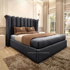 Image of Ottoman Bed Frame Winged Plush Velvet Divan Storage Double & King Size Bed