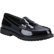 Image of Hush Puppies Verity Slip On Leather Women's Patent Black Loafers New
