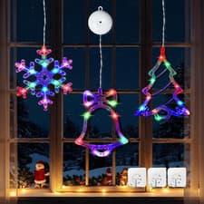Image of Christmas Window Lights, 3 Pack Battery Powered Multicoloured Christmas Tree, Sn