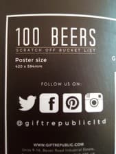 Image of Gift Republic 100 Beers Poster Bucket List New