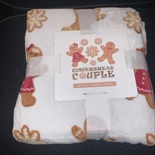 Image of Gingerbread couple 50” X 70” Christmas Throw Blanket Homesense TKMaxx