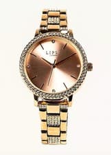 Image of Lipsy Rose Gold Bracelet Watch with Rose Gold Sunray Dial -new 180W
