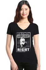 Image of The Time Is Always Right Women's V-Neck T-shirt Black History Martin Luther Tee