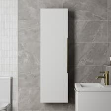 Image of 1200 x 350mm Fluted Wall Mounted Tall Bathroom Cabinet Storage Cupboard White