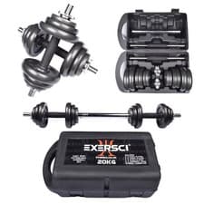 Image of Exersci Cast Iron Adjustable Dumbbell / Barbell Box Set 20kg/30kg in Carry Case