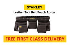 Image of STANLEY® STST1-80113 Leather Tool Belt Apron Multi-Pockets Tool Pouch STA180113