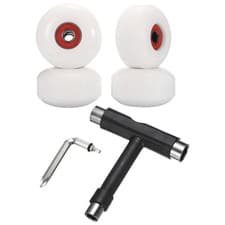 Image of 4pcs 52mm 95A Skateboard Wheels Street Wheel with Red Bearing Skate Tool White