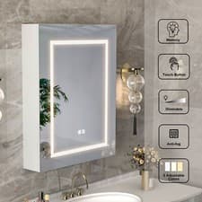 Image of Illuminated Bathroom Mirror Cabinet with Demister Mirror Cupboard 600 x 760mm