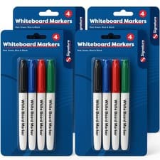 Image of 8-16 Multicolour Whiteboard Pens Fine Tip Bullet Markers Black Colour Easy Erase