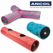 Image of Ancol Cat Tunnels Y Shape Red Polka Dot Plastic Kitten Fold Away Fun Playground