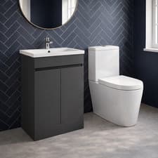 Image of Bathroom Vanity Basin Toilet Close Coupled WC Grey 500mm Set