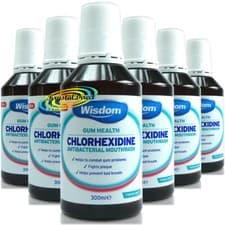 Image of 6x Wisdom Chlorhexidine Antibacterial Mouthwash Fresh Mint 300ml
