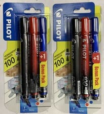 Image of Pilot Permanent Marker 100 Fine Tip 4.5mm 3pack x 2 (total 6)