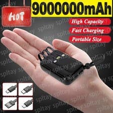 Image of Mini Power Bank 9000000mAh 4 USB LED Fast Charging With Cables Battery Pack