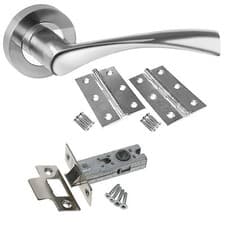 Image of Astrid Chrome Lever Door Handle Set – Internal Latch Lock Bathroom Door Handles