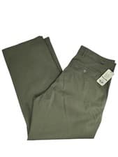 Image of DOCKERS High Wide Leg Pleated Chino Pants Sz W34 Olive Green Cotton Hemp Blend
