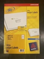 Image of Avery J8173-100 White Inkjet Labels 100 Sheets 1000 Labels Quick Dry Smudge Free