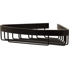 Image of Croydex Aluminium Chunk Corner Basket Black No Drill or Screw Fix Shower Caddy