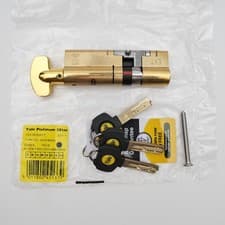 Image of Yale Platinum 3 Star 55/35 (90mm) Euro Thumb Turn Cylinder, Brass 3 Keys