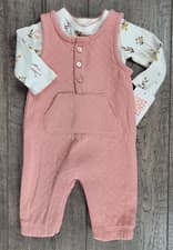 Image of Baby Girl New Just One You Carter's Newborn 2pc Floral Quilted Overalls Outfit