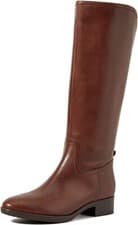 Image of £180 GEOX D FELICITY A SIZE 3.5 36.5 BROWN KNEE HIGH FLAT LEATHER RIDING BOOTS