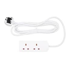 Image of 2 Way 2m Mains Extension Lead Gang Power Cable 2 Metre British Approved 13A