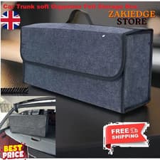 Image of Grey Car Boot Organiser Felt Storage Box Non-Slip Foldable Trunk Bag UK Stock