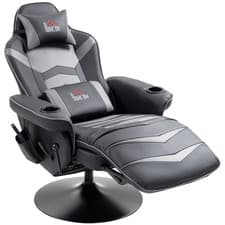 Image of HOMCOM Massage Recliner Chair with Remote, PU Leather Recliner Armchair Grey