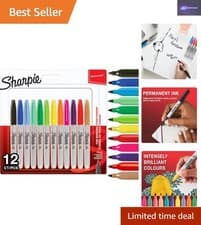 Image of 12 Assorted Permanent Markers with Fine Tip | Ideal for Multi-Surface Creativity