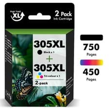 Image of 305XL Black Colour Ink Cartridges Compatible with HP DeskJet 2710 2710e Printer