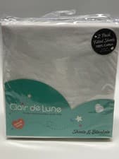 Image of Clair de Lune Fitted Cotton Cot Sheets White - 2 Pack Fitted Sheets 100% Cotton