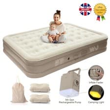Image of King Air Bed Inflatable Camping Air Mattress, Built-in Electric Pump High Raised