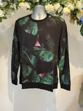 Image of TED BAKER Jumper Sweater Mens TB 3 UK M Vonshir Navy Leaf Print Long Sleeve NEW