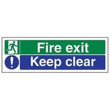 Image of VSafety 450x150mm Fire Exit Keep Clear Sign, Landscape Rigid Plastic EN ISO 7010