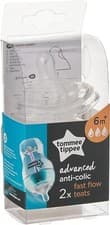 Image of Tommee Tippee Advanced Anti-Colic Baby Bottle Teats Fast Flow 6m+ Breast-Like