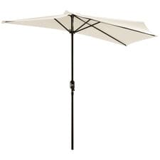 Image of Outsunny 3(m) Half Round Parasol Garden Sun Umbrella Metal w/ Crank Cream White