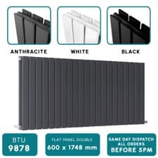 Image of White Horizontal Flat Panel Column Designer Radiator Modern Central Heating Rads