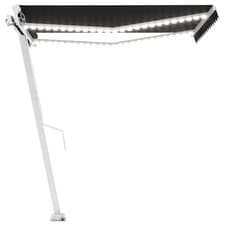 Image of Manual Retractable Awning Outdoor Outdoor Awning Folding Arm with LED vidaXL