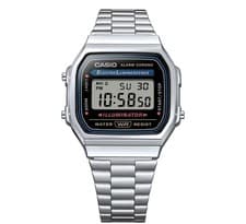 Image of Casio A168WA-1WDF A168 Vintage Silver Stainless Steel Digital Mens Women Watch
