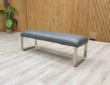 Image of Furniture Village 'Cocoon' Dining Bench Grey Faux Leather Standard Solid NEW