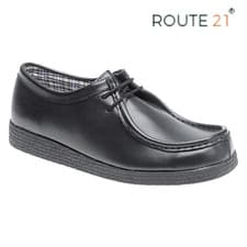 Image of Mens Boys Route 21 Leather Apron Para Smart Black Formal Comfort Shoes UK 13-12