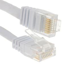 Image of FLAT CAT6 Ethernet LAN Patch Cable Low Profile GIGABIT RJ45 0.5m WHITE