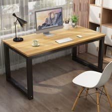 Image of 120X60Cm Light Walnut Black Frame Computer Table Writing Workstation Home Office
