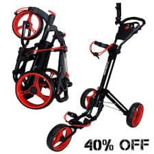 Image of QWIK-FOLD GOLF TROLLEY 3 WHEEL PUSH TROLLEY + UMBRELLA HOLDER NEW *SALE PRICE*