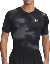 Image of Under Armour HeatGear Mens Training Top Black Printed Short Sleeve Gym T-Shirt